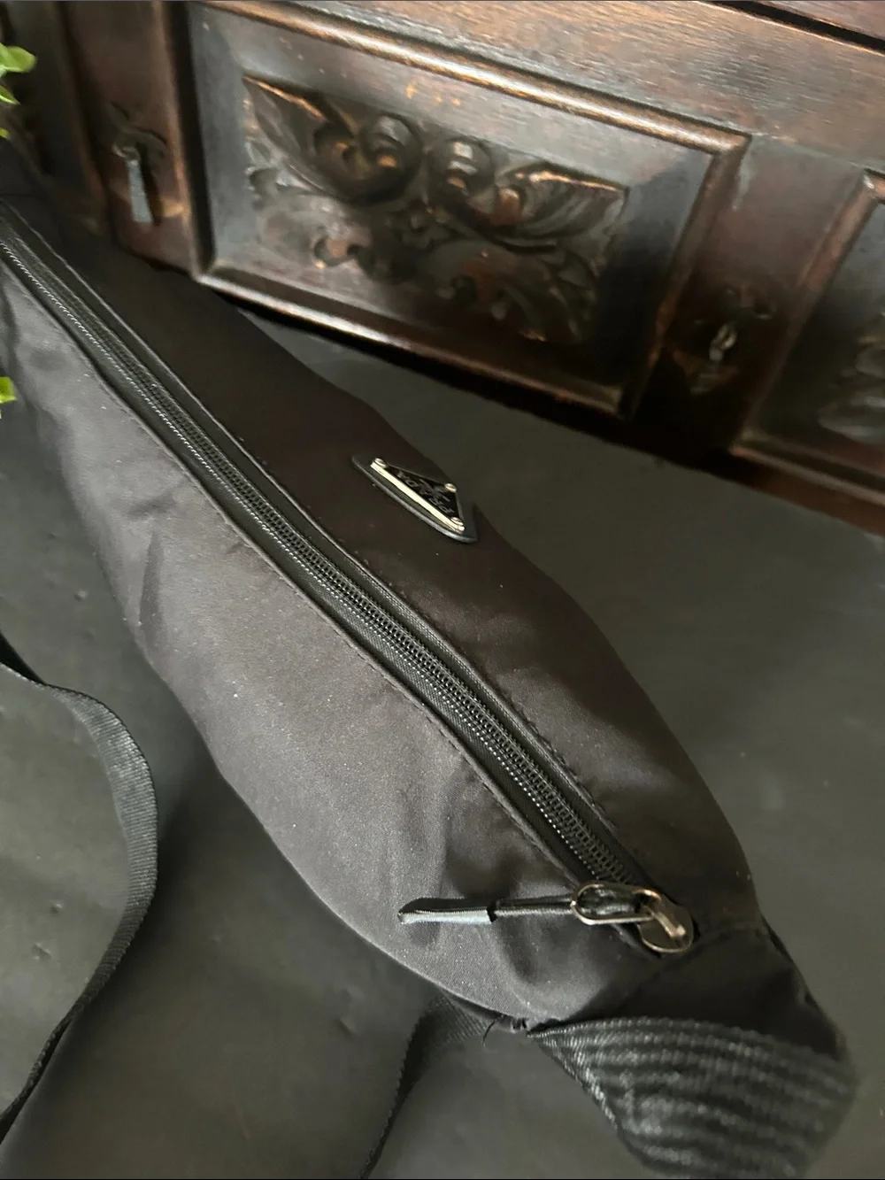 Beautiful Black Crescent Nylon Shoulder Bag with Silver Logo - Picture 6 of 8
